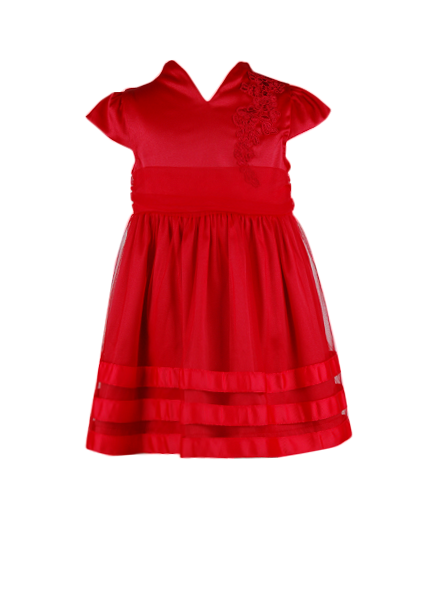 

Детское платье с оригинальным вырезом на груди 1 год (75 см) 3046-red красный цвет