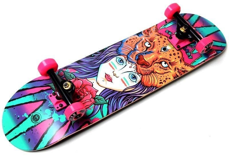 

Скейтборд деревянный Scale Sport Lioness girl розовый цвет