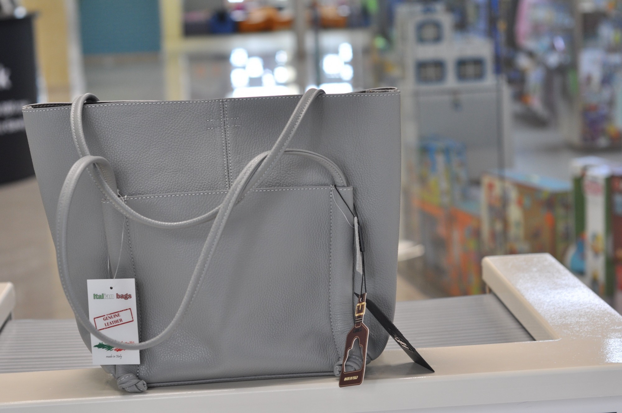 

Сумка шоппер женская кожаная Italian bag серая 10123
