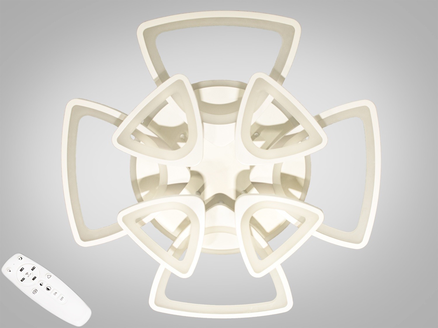 

Потолочная LED люстра AlexMosh с диммером и RGB подсветкой 7ми цветов 170W цвет белый (27210)