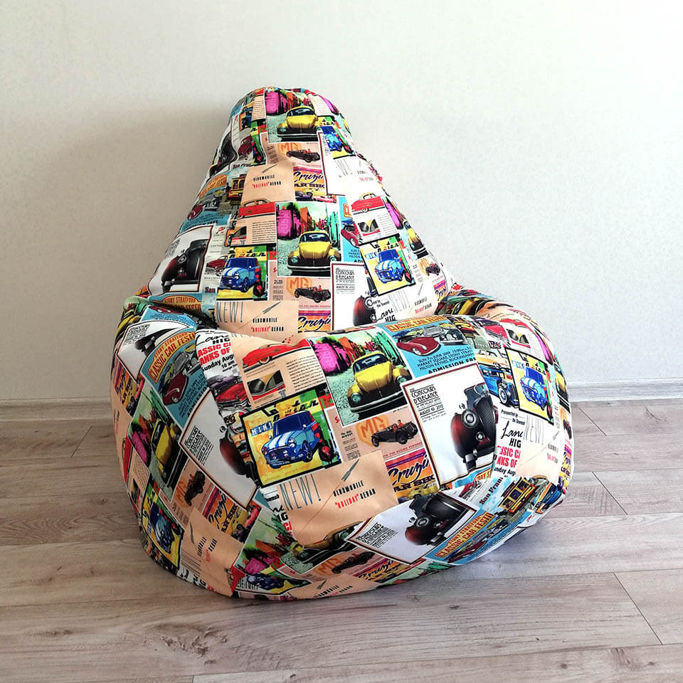 

Кресло мешок Nova KatyPuf "Cars" Коттон, Размер L 100x75