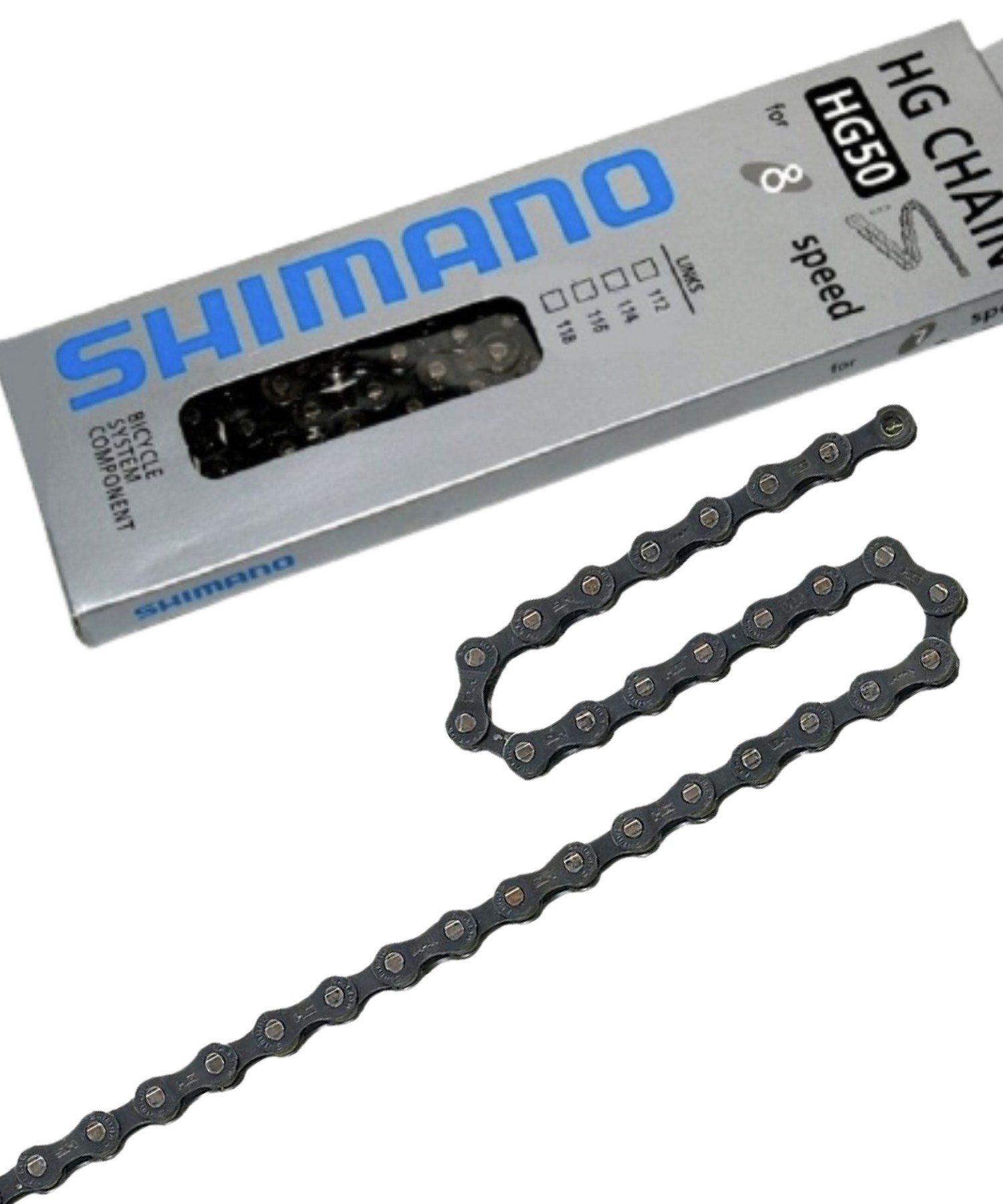 

Цепь велосипедная SHIMANO НG50, размер 1/2"х3/32", 116 звеньев, 8 скоростей