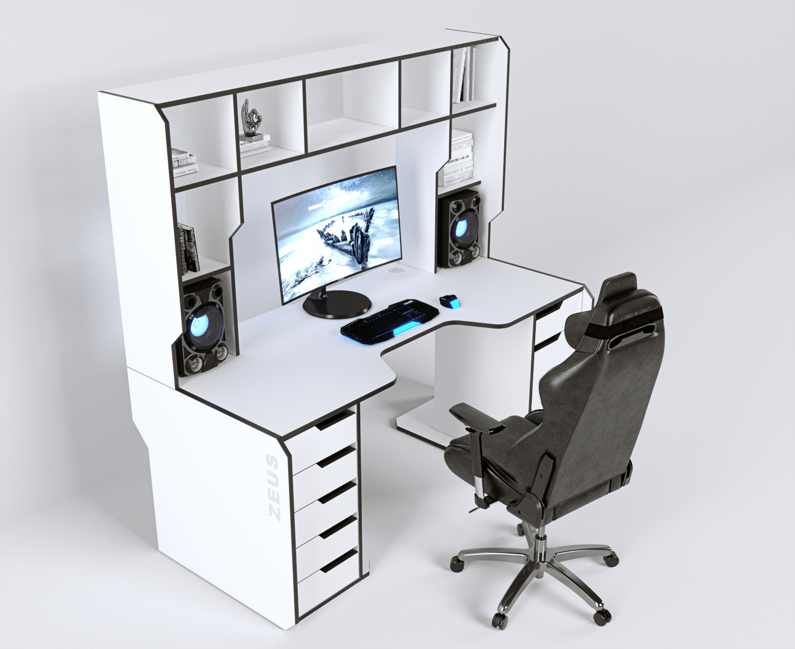 

Стол геймерский Zeus Viking-4L белый Vi-2L
