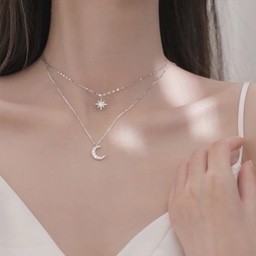 

Цепочка двухслойная серебряная с полумесяцем