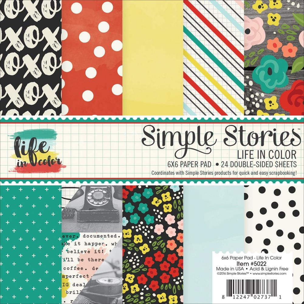 

Набор скрап бумаги Simple Stories Life In Color 15х15 см Двусторонняя 24 л (812247027371)
