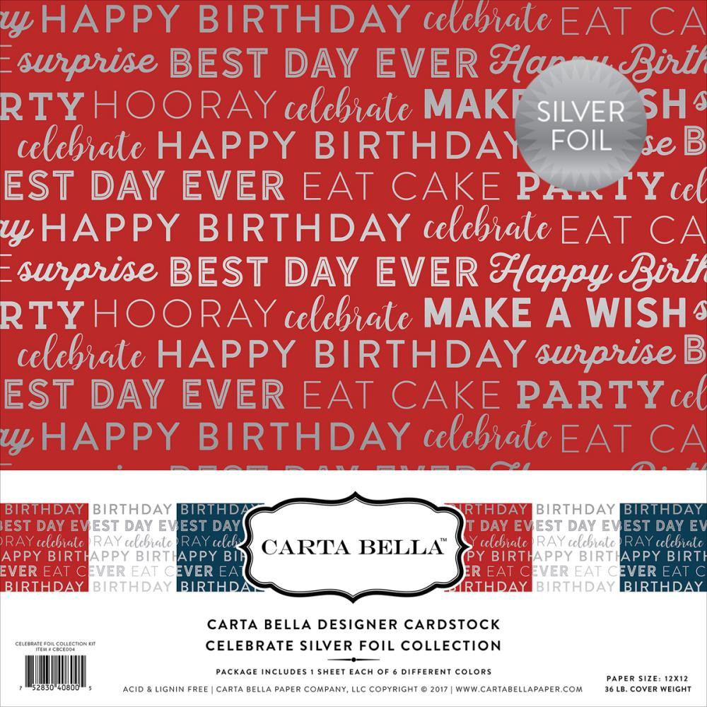 

Набор бумаги 30х30см от Carta Bella - Celebrate W/Silver Foil