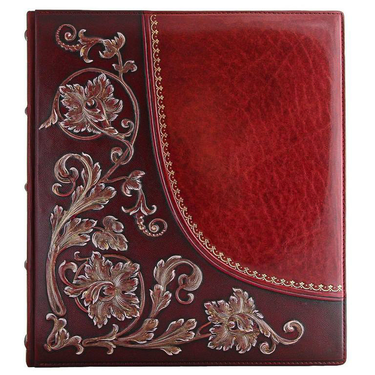 

Фотоальбом в кожаном переплёте “Лилия” вишнёвый от Privilege Handmade