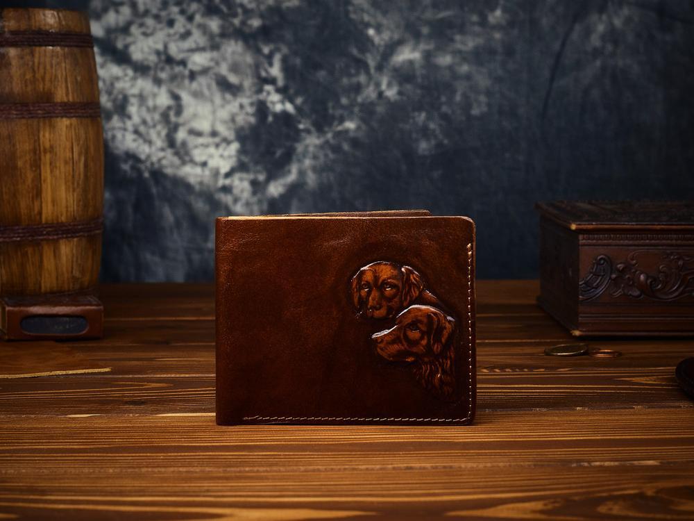 

Кожаный кошелёк ручной работы "Собаки" от Privilege Handmade