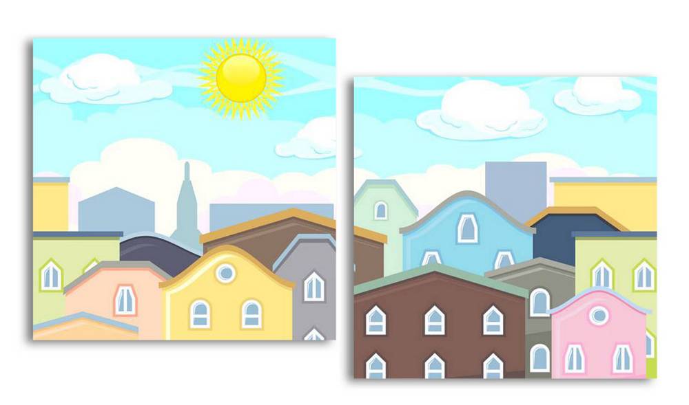 

Модульная картина LaPrint Рисованный город 200х109 см