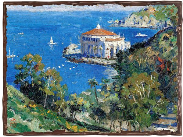 

Картина под старину на дереве Томас Кинкейд "Каталина. Вид из каньона Дескансо", 30*40 см