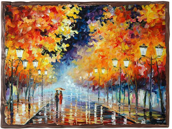 

Картина под старину на дереве Леонид Афремов "Пара вечером", 40*50 см