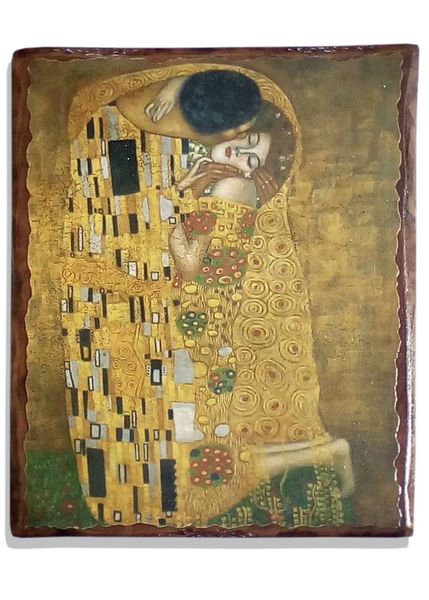 

Картина под старину на дереве Густав Климт "Поцелуй", 30*40 см