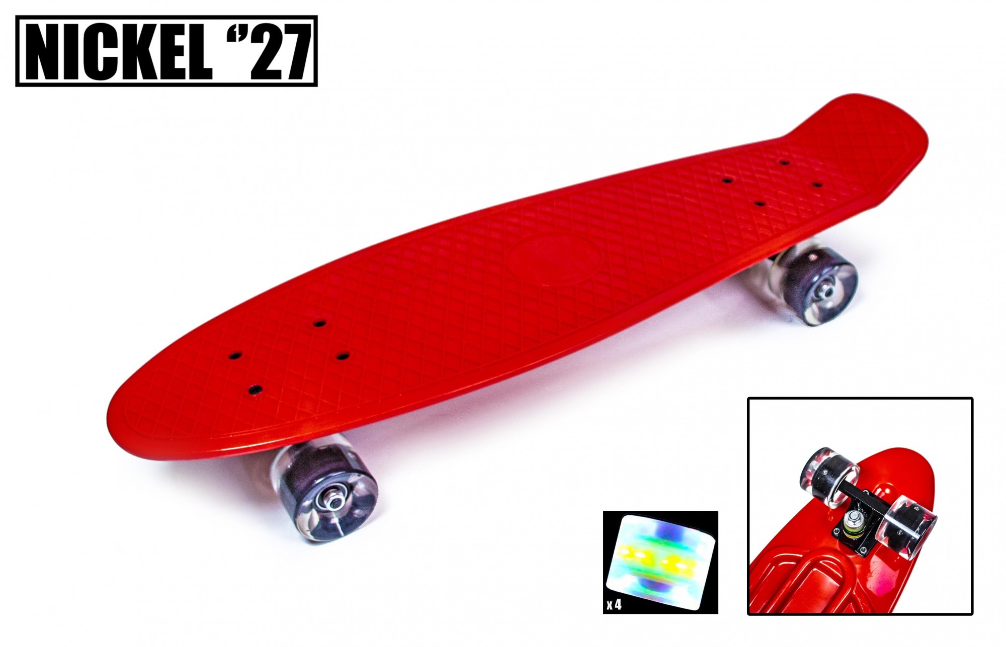 

Пенни Борд Scale Sport Nickel 27 красный цвет светящиеся колеса