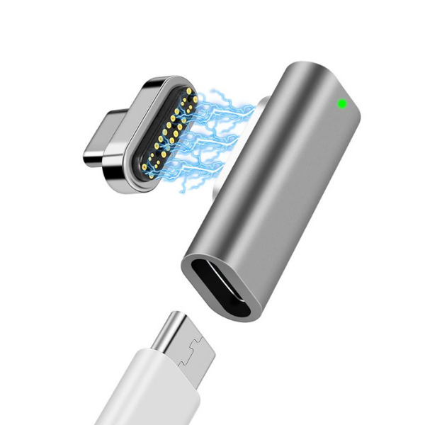

Магнитный адаптер USB C Mag20A 3, с функцией быстрой зарядки 100Вт, передача данных 10 Гбит/с, видео 4 К, серебро