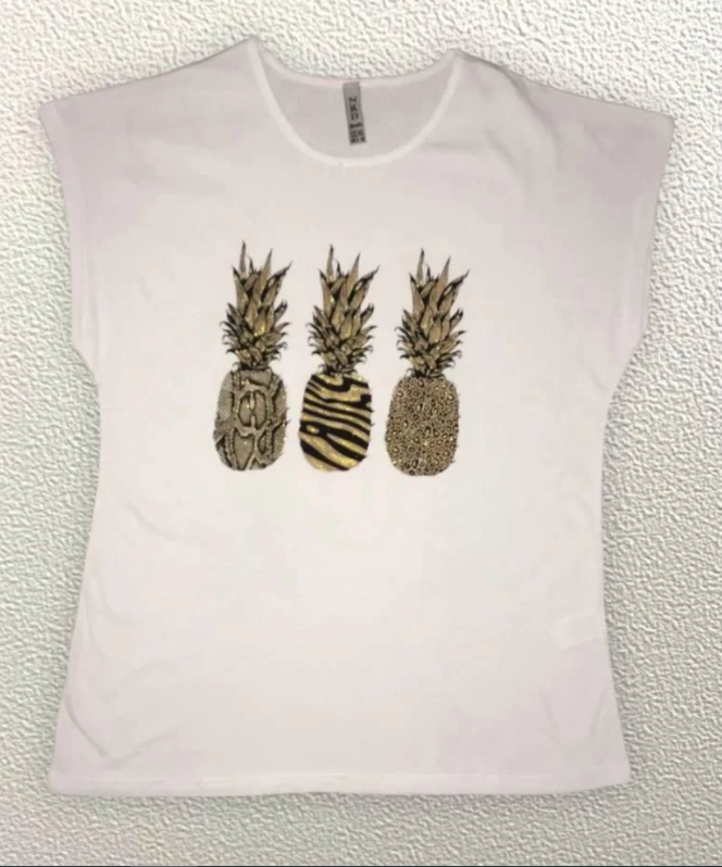 

Жіноча Футболка HAZARD Три ананаси біла Батал 211316 (2XL (52))