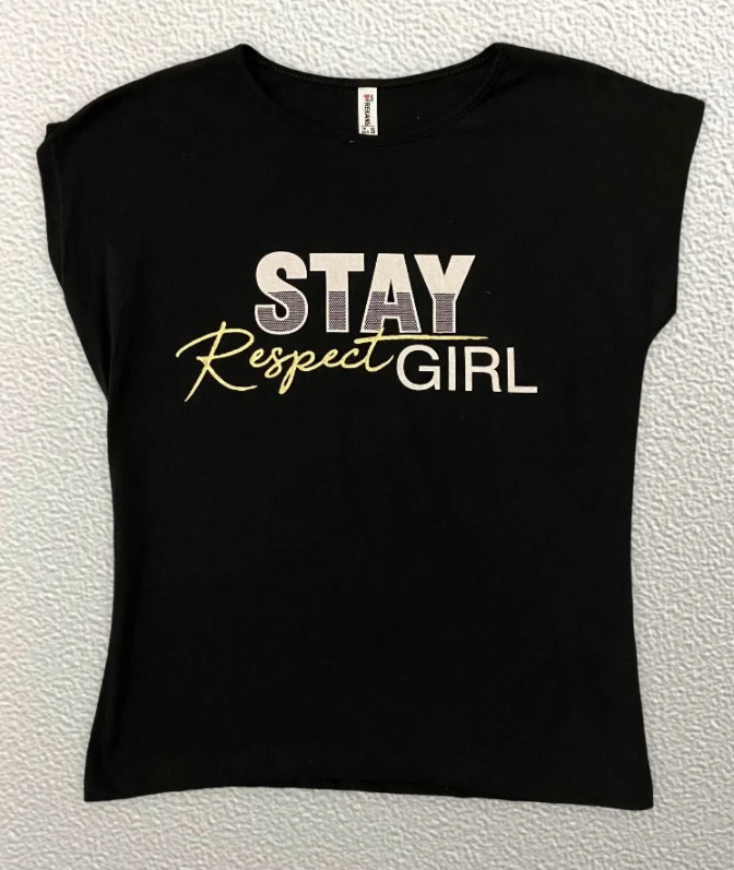 

Жіноча Футболка HAZARD Stay respect girl чорна 211465 (S (44))