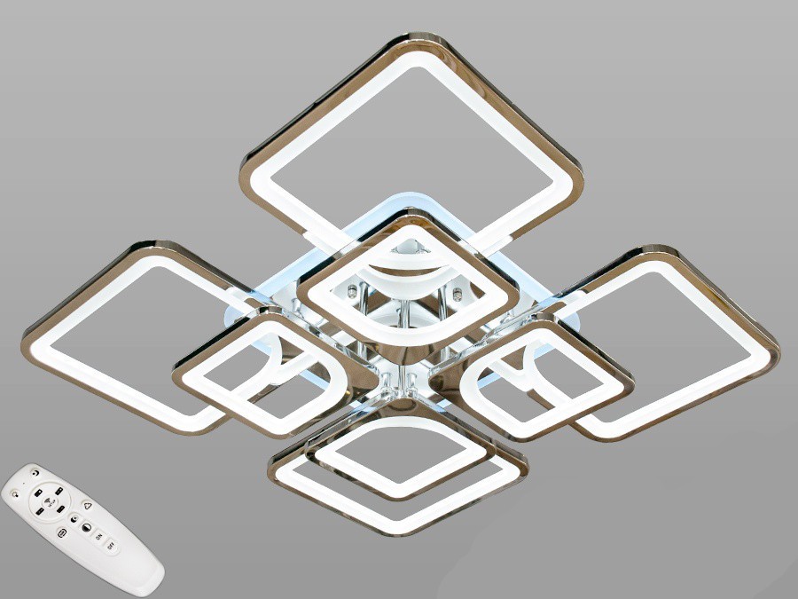 

Потолочная современная LED-люстра AlexMosh с диммером и RGB подсветкой 165w цвет хром (9)