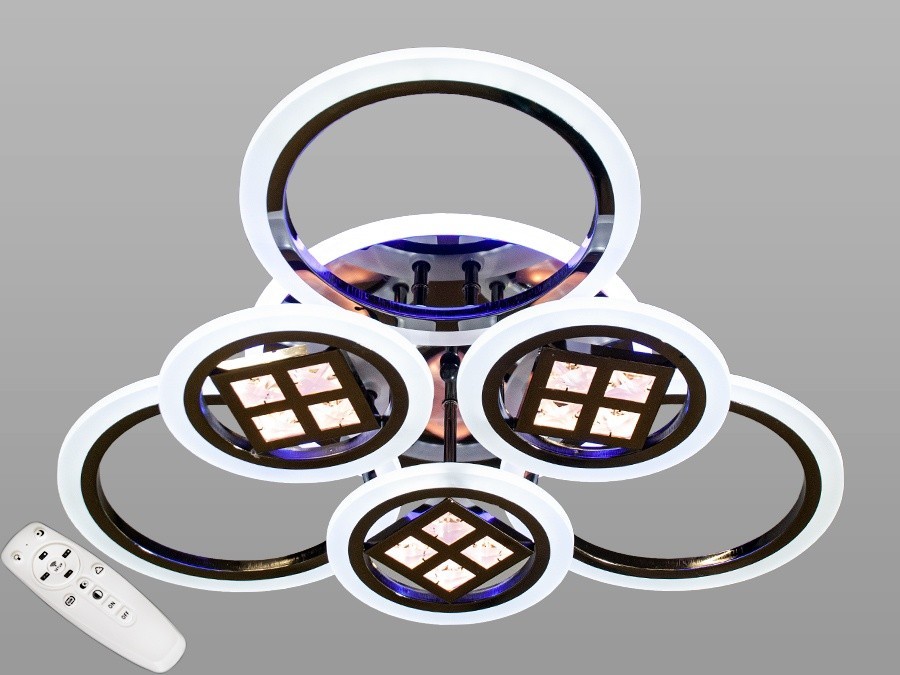 

Потолочная современная LED-люстра AlexMosh с диммером и LED подсветкой 135w цвет черный хром (719)