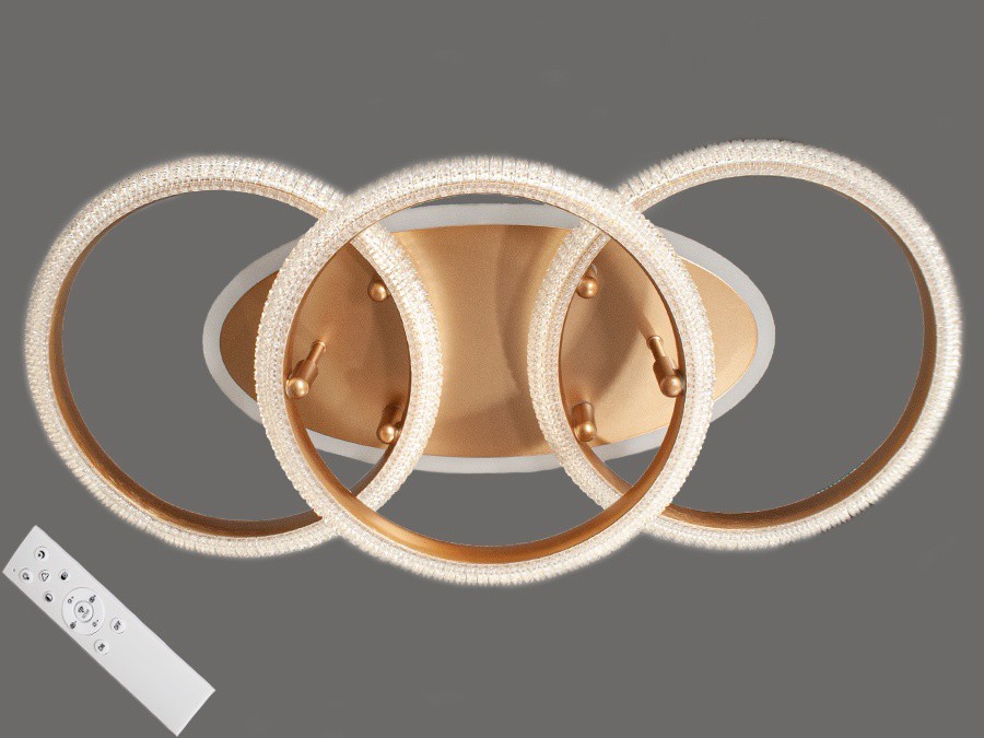 

Потолочная современная LED-люстра AlexMosh с диммером и LED подсветкой 90w цвет золото (21719)