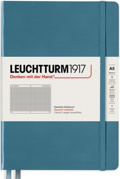 

Блокнот Leuchtturm1917 Rising Colours середній 14,5 х 21 см в клітинку Stone Blue