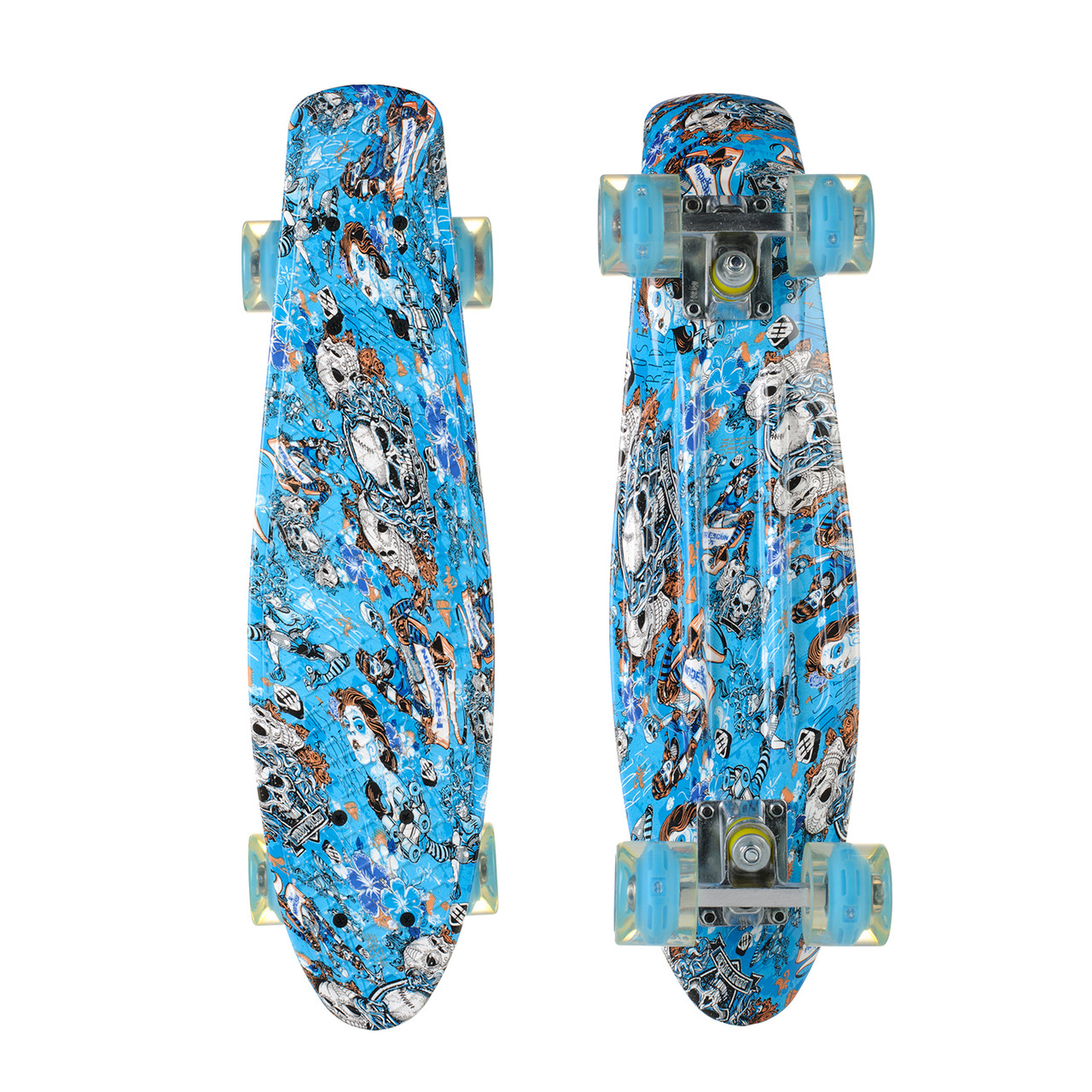 

Пенни Борд Best Board 25, двухсторонний окрас, колёса PU светятся Черепа