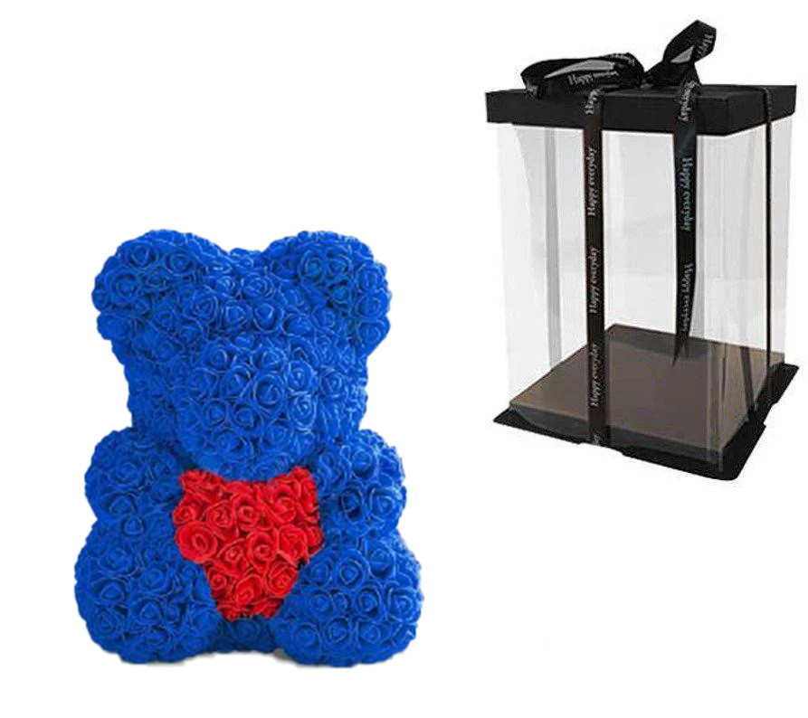 

Мишка из 3D роз Teddy Rose 40 см Синий с подарочная упаковка