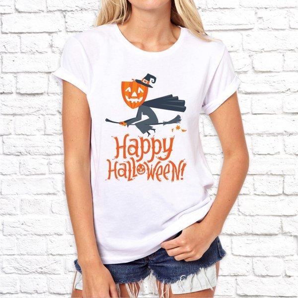 

Женская футболка Push IT с принтом "Happy halloween" , Белый, Женская футболка Push IT с принтом "Happy halloween" S, Белый