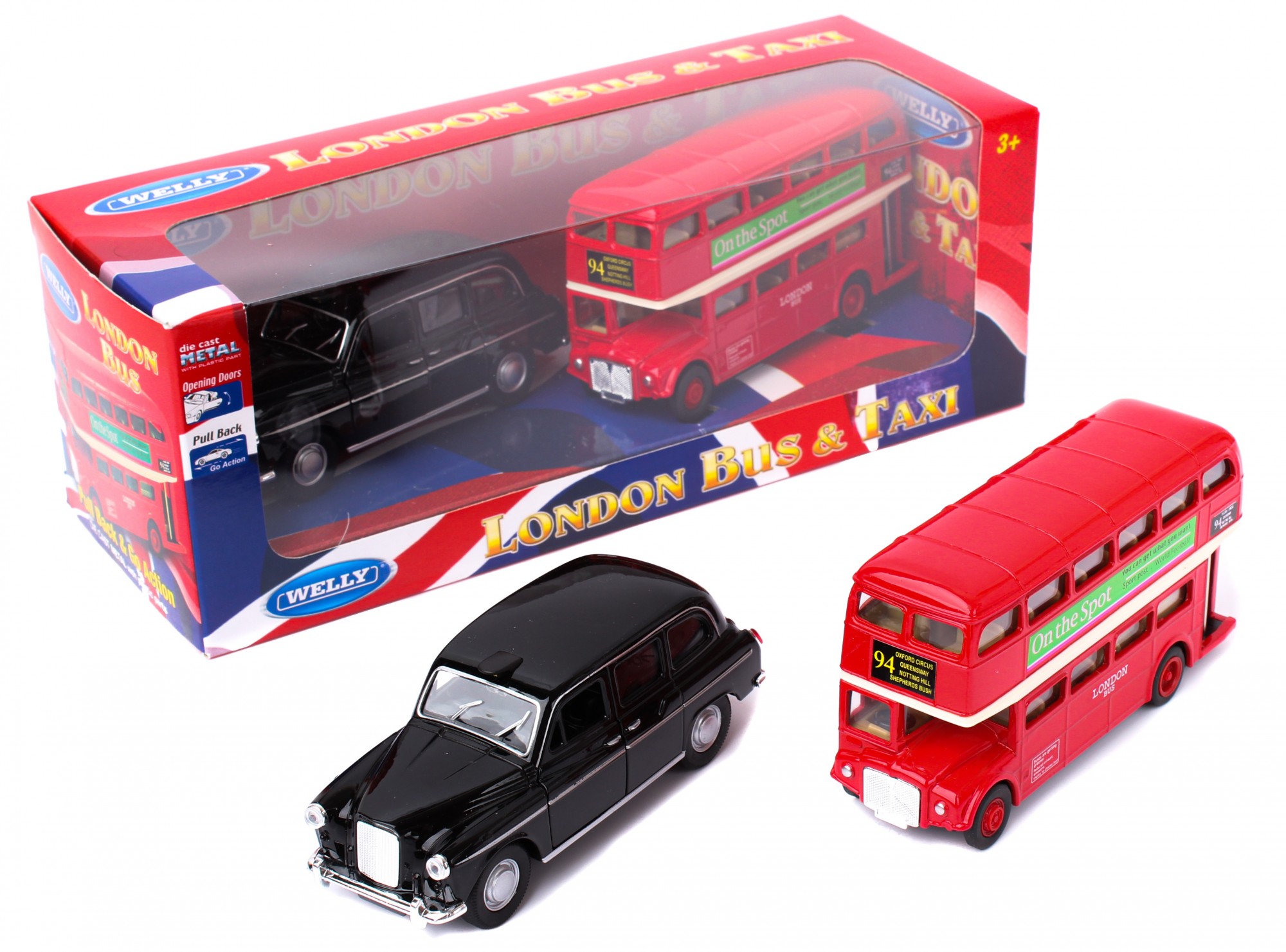 

Набор Автобус 1:60 LONDON BUS + машинка 1:34-39 TAXI Welly 43616-2TB красный