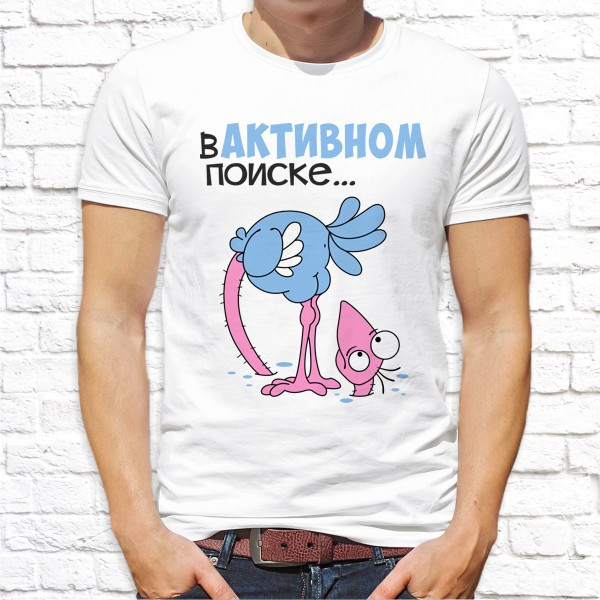 

Мужская футболка Push IT с принтом "В активном поиске..." XXL, Белый