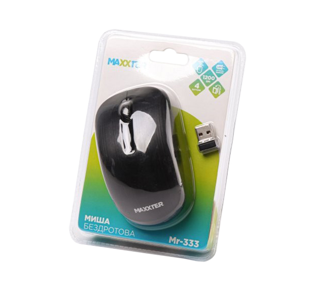 

Мышь Maxxter Mr-333 беспроводная, USB, Black