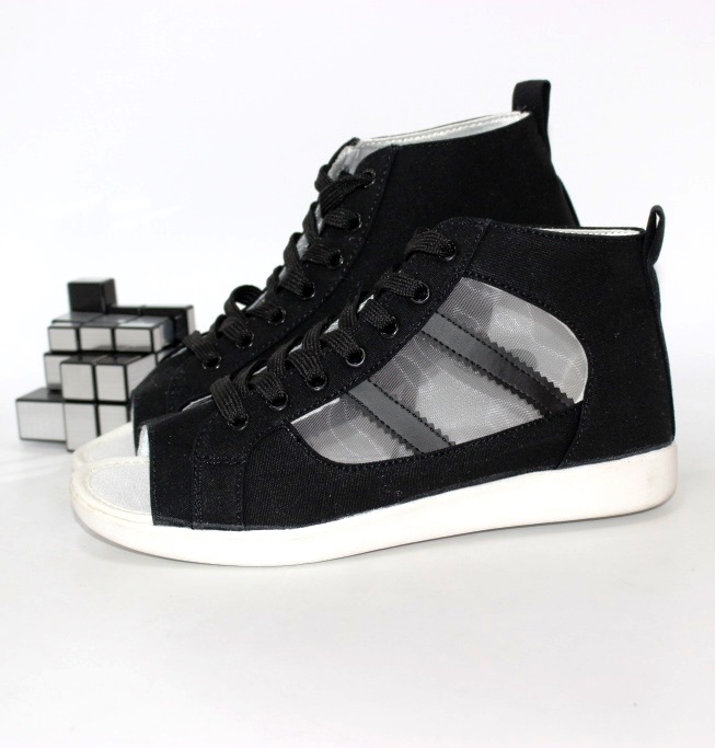 

Женские кеды открытый нос Shoes CF017 37 22.5см черный