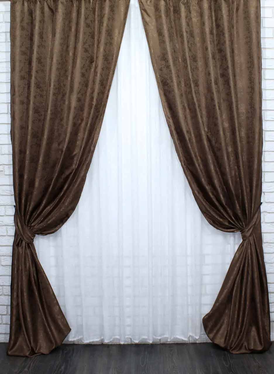 

Комплект штор VR-Textil Мрамор Al1, жаккард, коричневый, 2 шт 1,5 × 2,7 м (2260)