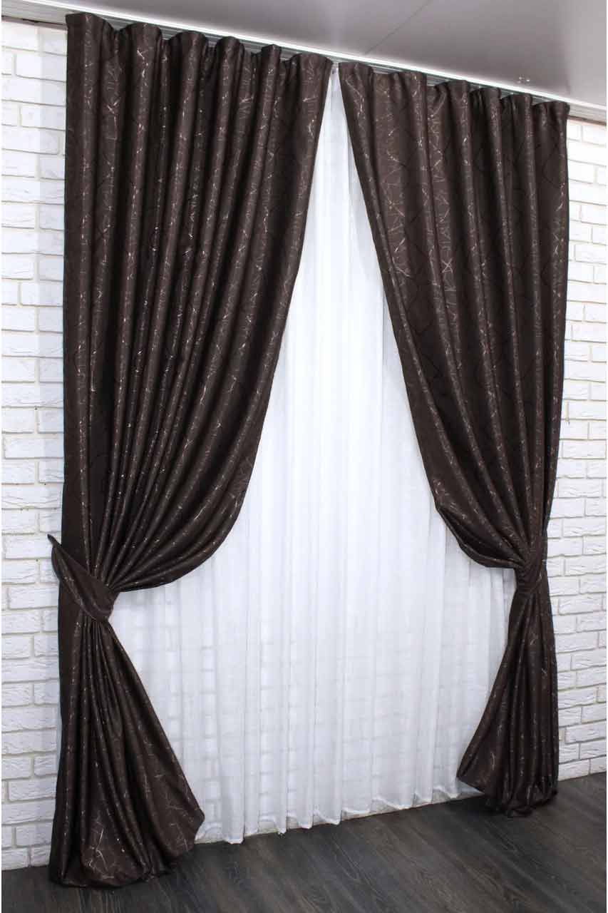 

Шторы VR-Textil Саванна, лён блэкаут рогожка, венге, 2 шт 1,5 × 2,7 м (2269)