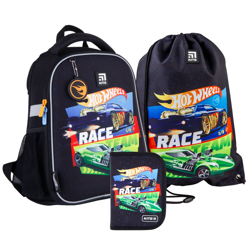 

Набор Kite рюкзак + пенал + сумка для обуви Hot Wheels каркасный с ортопедической спинкой (990889)