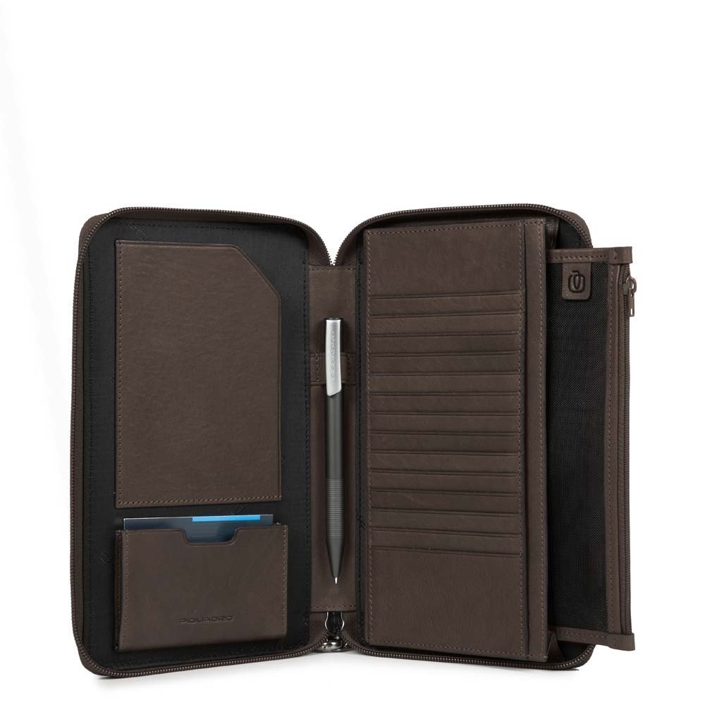 

Сумочка Piquadro BK SQUARE/D.Brown Тревеллер на молнии с отдел. для кред.карт с RFID защитой + клатч (14x22,5x3) PP3246B3R_TM