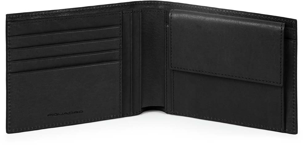 

Портмоне Piquadro BK SQUARE/Black с отдел. для монет с RFID защитой (12,5x9x2) PU257B3R_N