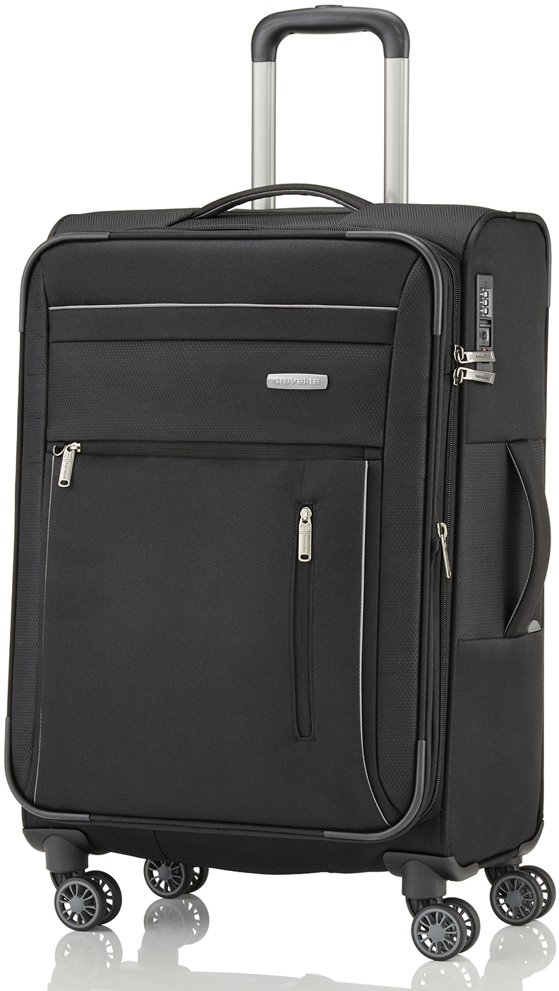 

Чемодан Travelite CAPRI/Black на 4 колесах M exp. (67/77л,3,1кг) (42x66x26/30см) TL089848-00