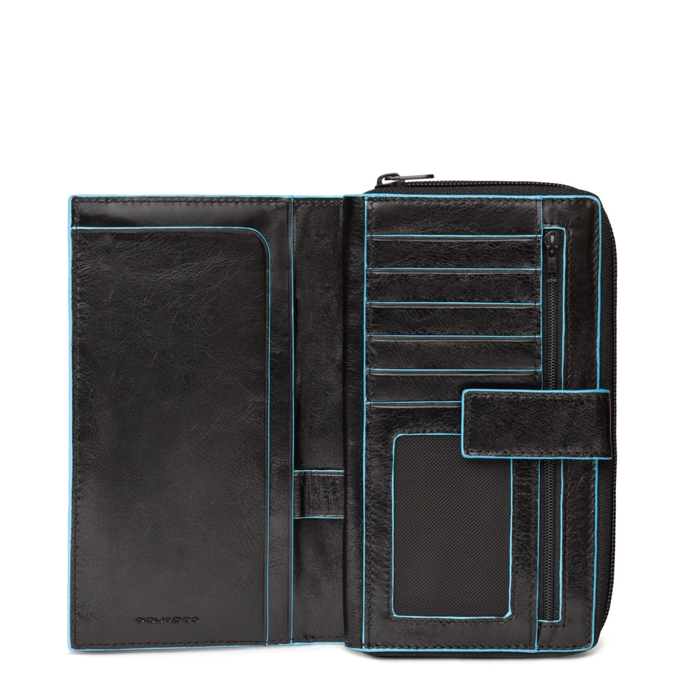 

Портмоне Piquadro BL SQUARE/Black верт. карман для монет на молнии с RFID защитой (10x17,5x3) PD1354B2R_N