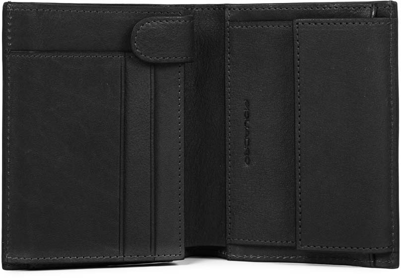 

Портмоне Piquadro BK SQUARE/Black верт. с отдел. для монет с RFID защитой (9,5x12x2,5) PU1740B3R_N