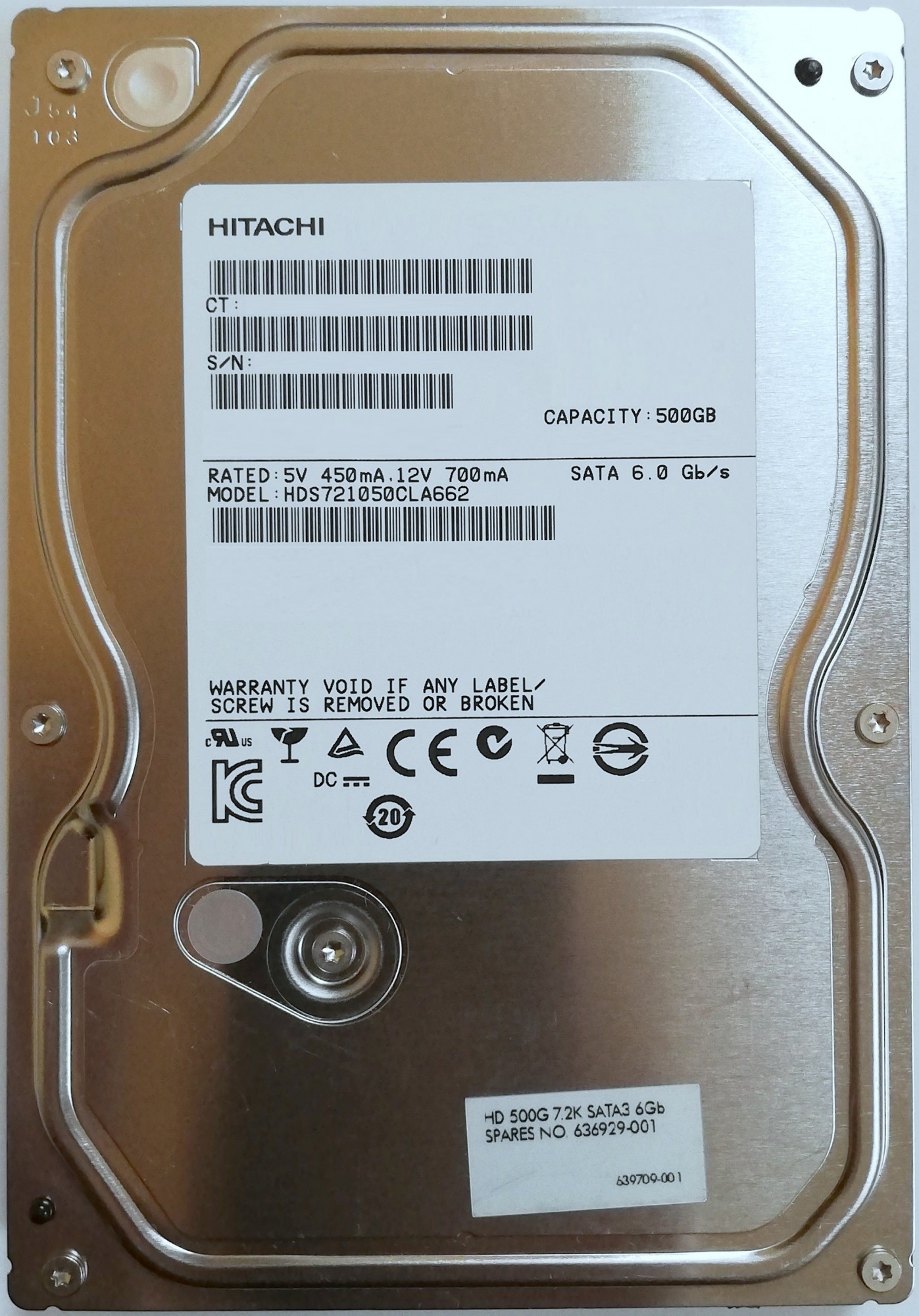 Жесткий диск для компьютера Hitachi 500GB 3.5" 16MB 7200rpm 6Gb/s ...