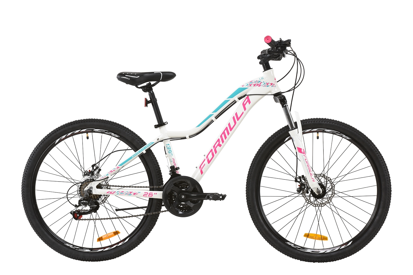

Велосипед 26" Formula MYSTIQUE 1.0 DD 16" бело-малиновый с бирюзовым 2020