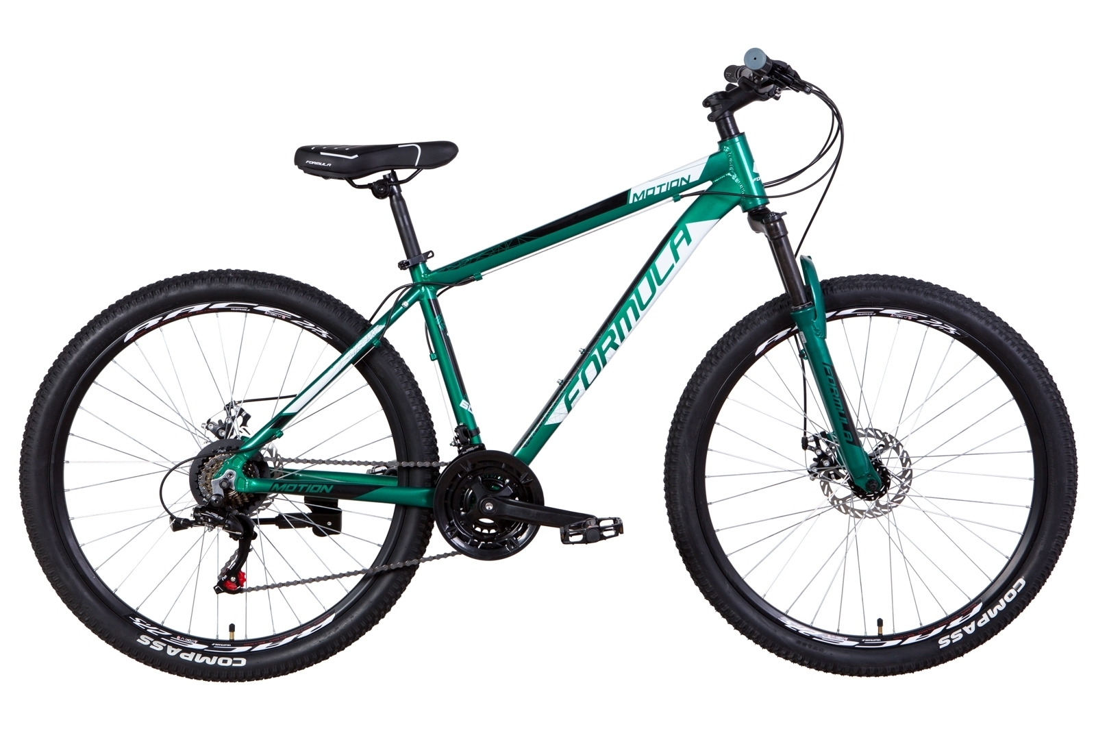 

Велосипед 27.5" Formula MOTION DD 17" нефритовый с белым и черным 2021