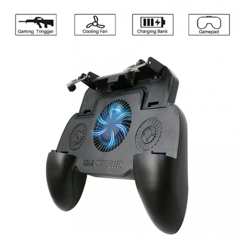

Беспроводной игровой геймпад триггер для смартфонов FlyBat PUBG GP-423 с вентилятором и Powerbank на 2000 mAh Черный
