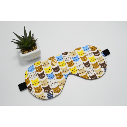 

Маска для сна Stilna Krapka Разноцветные котики, хлопок коричневая