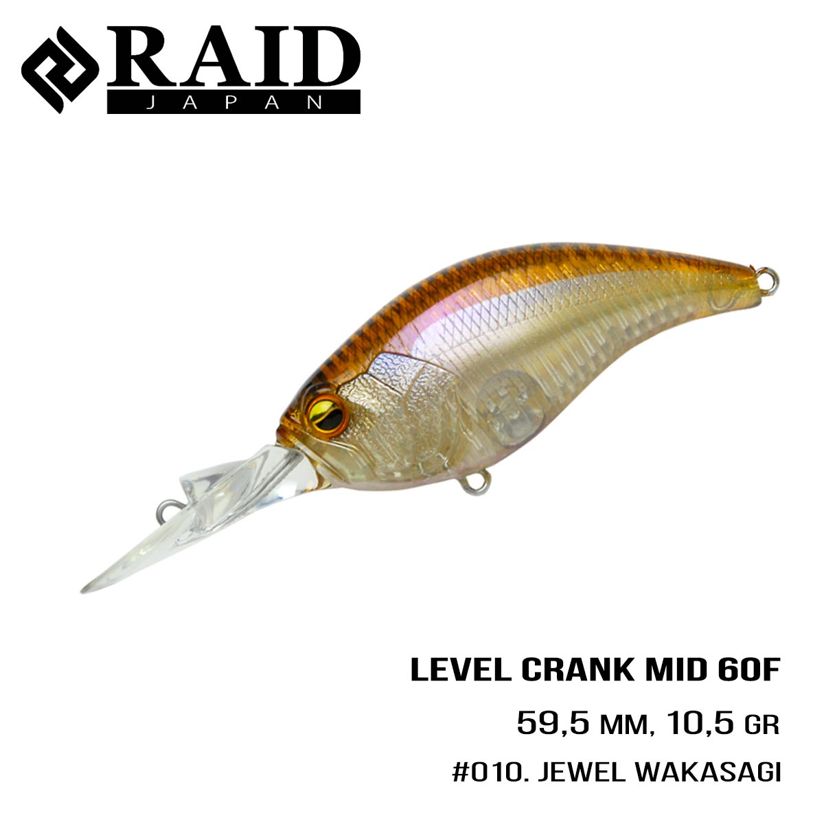 

Воблер Raid Level Crank Mid (59.5mm, 10.5g) (010 Jewel Wakasagi)