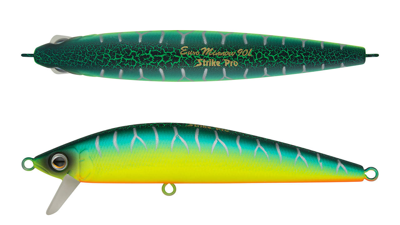 

Воблер Минноу Strike Pro Euro Minnow 90, 90 мм, 11,2 гр, Загл. 0,6м.-1,2м., Плавающий, цвет: A223S-R (128563)