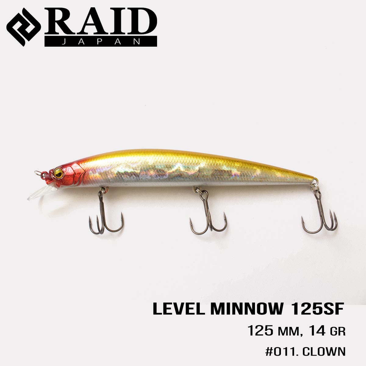 

Воблер Raid Level Minnow (125mm, 14g) (011 Clown)