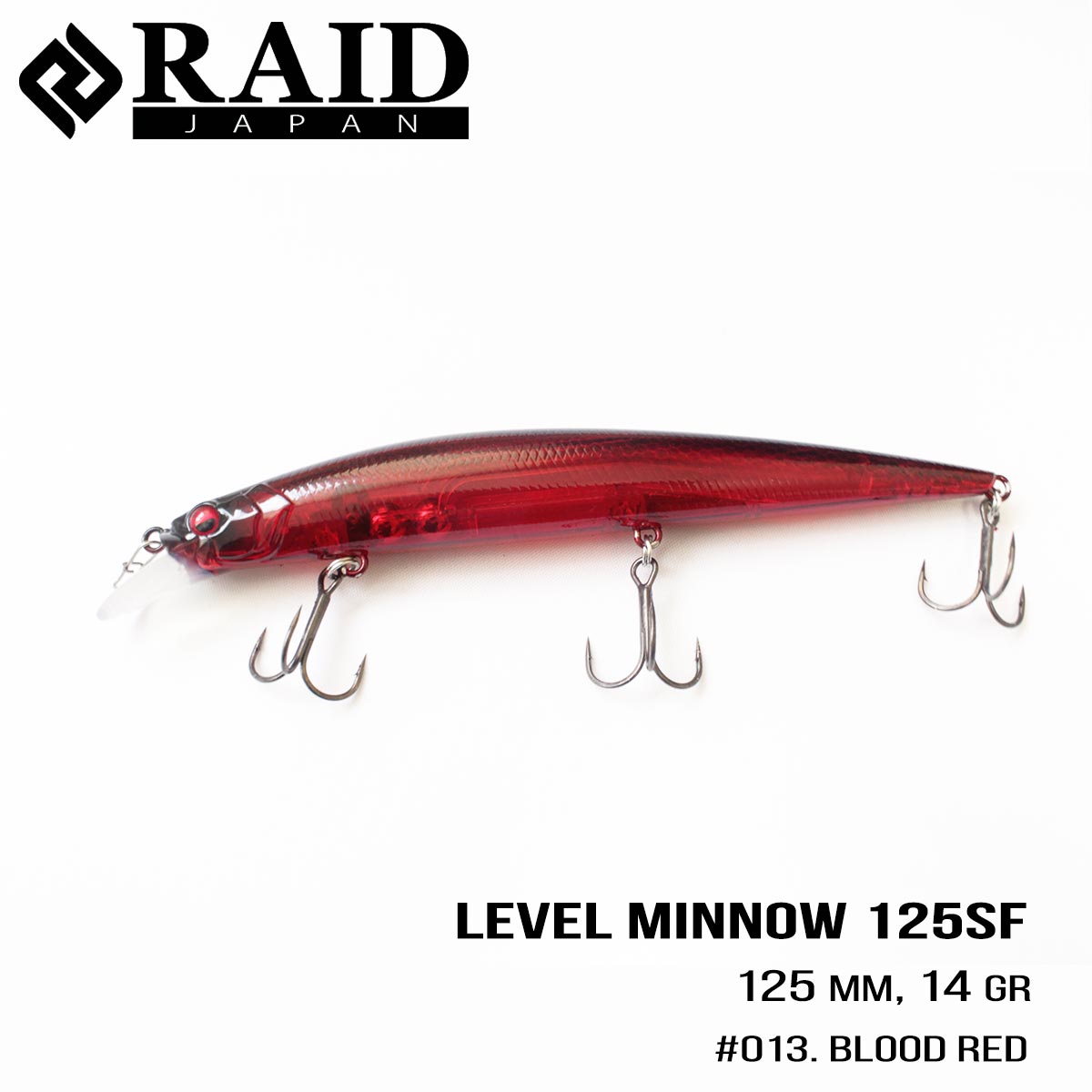 

Воблер Raid Level Minnow (125mm, 14g) (013 Blood Red)