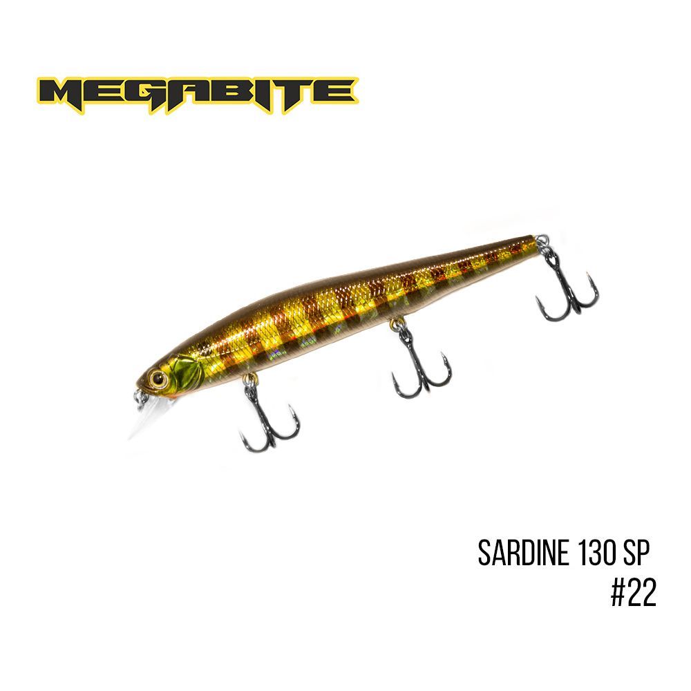 

Воблер Megabite Sardine 130SP (130 mm, 19.7 g, 1.8 m) (22)