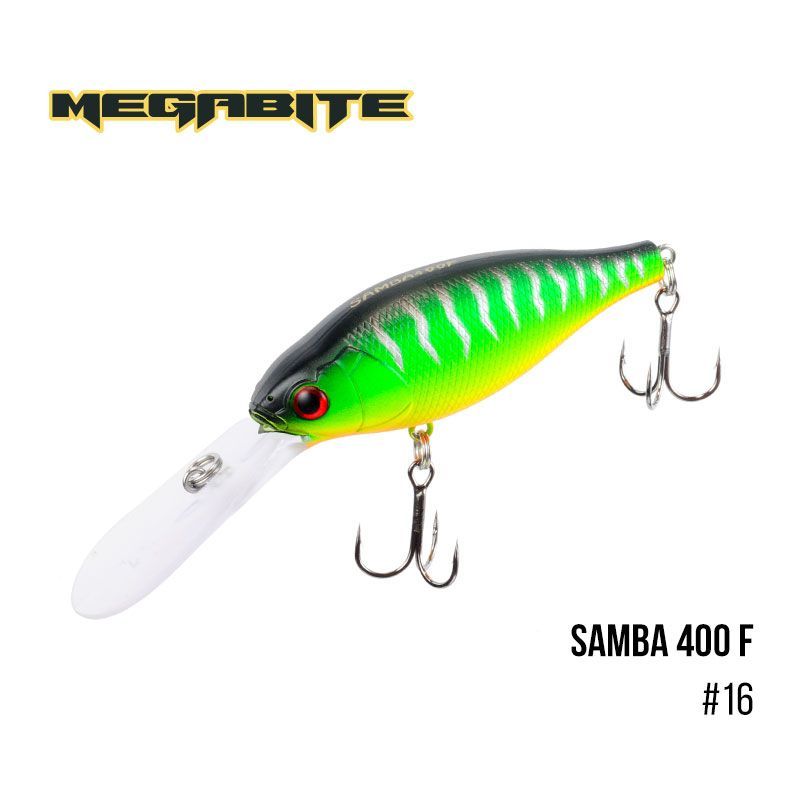 

Воблер Megabite Samba 400 F (70 мм, 17,5гр, 4 m) (16)